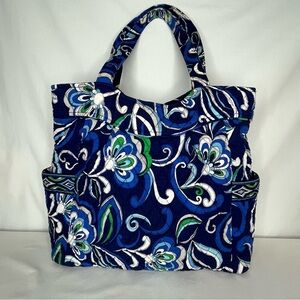 Vera Bradley Mediterranean Blue Paisley Quilted Shoulder Tote Bag